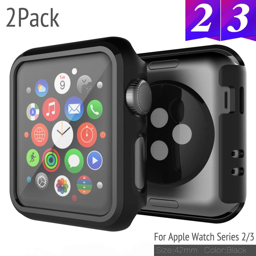 2 Pack Bumper for Apple Watch Case 42mm Series 3 Series 2 Anti-Scratch Shockproof Ultra-Thin Hard iWatch Protector for Apple Watch Cover 42mm Series 3/2 Hard Case for Series 3/2 42mm