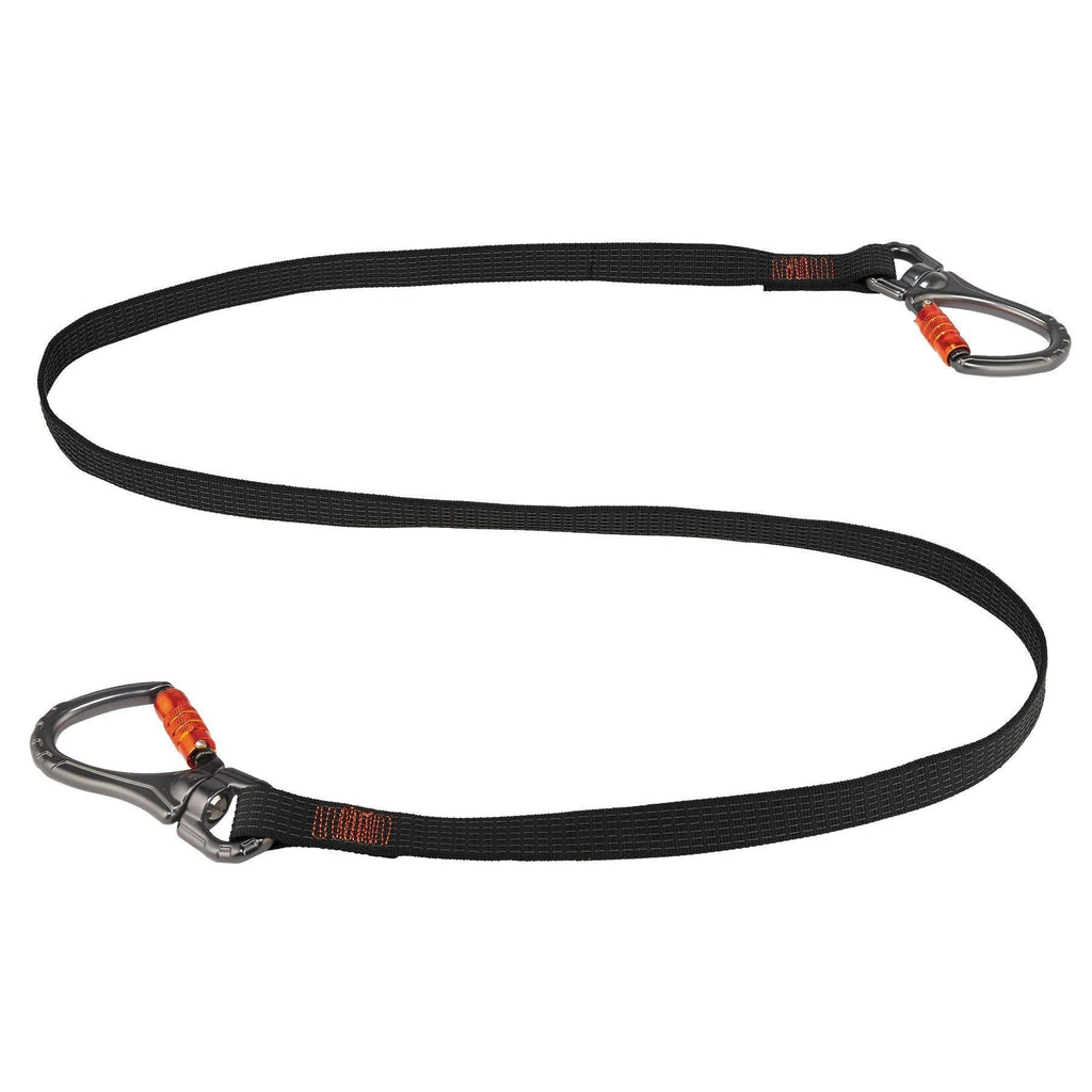 Tool Lanyard for Heavy Tools, Dual Double-Locking Carabiner, Tool Weight Capacity 40 lbs, Ergodyne Squids 3139, Black, Standard Dual Carabiners