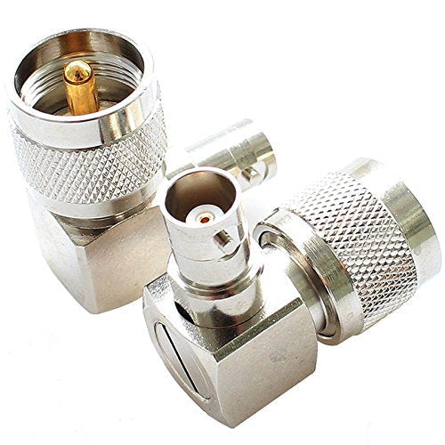 exgoofit PL259 UHF Male Plug to BNC Female Connector Right Angle 90 Degrees Jack Adapter Radio Adapter PL259 RF Coax Coaxial Cable Connector (2-Pack) 2-pack