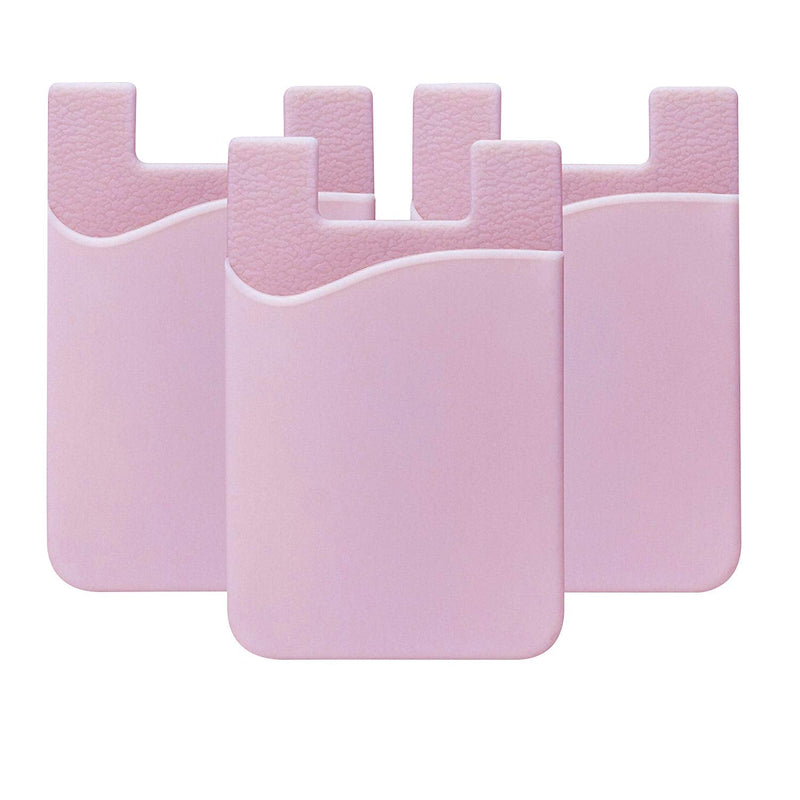 Asstar, Compatible Phone Card Holder Wallet, Silicone Adhesive ID Credit Card Stick on Holder Wallet Pouch Sleeve Pocket Replacement for Blu/iPhone/Samsung Galaxy/ Motorola/Nokia/Honor (3 Pack Pink)