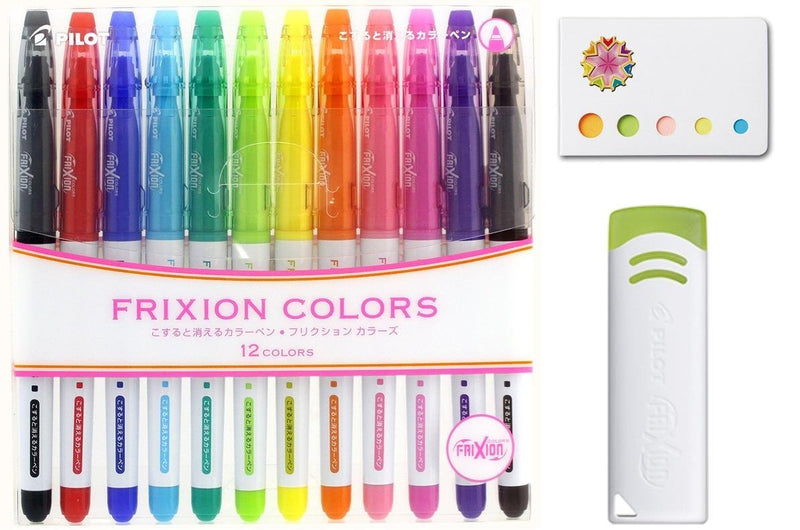 Pilot Frixion Colors Erasable Marker - 12 Color set/Value set Which Attached the Eraser Only for Friction (White, 1 eraser)