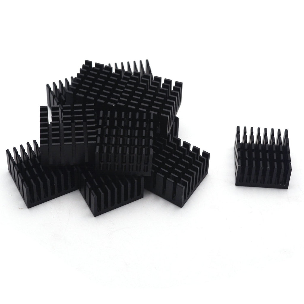 Antrader 20mm x 20mm x 10mm Aluminum Heatsink Radiator Heat Sink Black Pack of 12