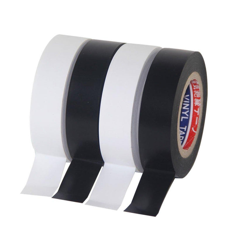 FOMMEN Color Guard Tape 4 Pack PVC Electrical Glue Tape, 66 Feet 0.7 Inch Black and White Insulation Tape