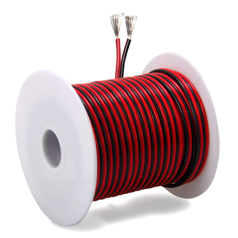 40ft 18 AWG Gauge Electrical Wire, Premium DC 12V Hookup Red Black Copper Stranded Auto 2 Cord, Flexible Extension Cable with Spool for LED Ribbon Lamp Light or Low Voltage Products by MILAPEAK a) 40FT 18 AWG Gauge Stranded Electrical Wire