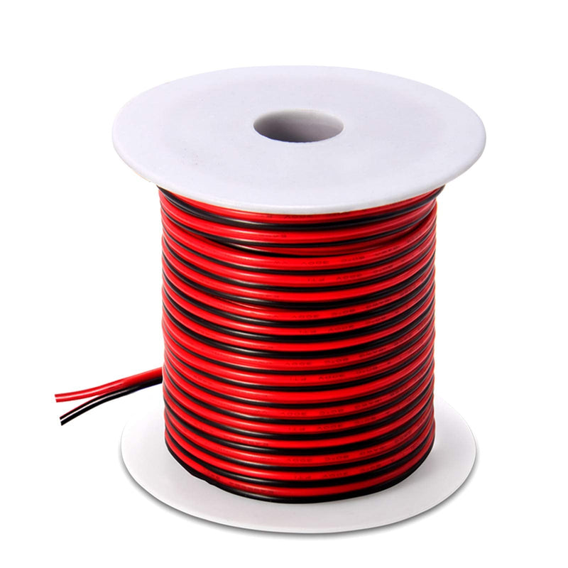 100FT 18 AWG Gauge Electrical Wire, DC 12V Hookup Red Black Copper Stranded Auto 2 Cord, Flexible Extension Cable with Spool for LED Ribbon Lamp Light or Low Voltage Products by MILAPEAK c) 100FT 18 AWG Gauge Stranded Electrical Wire