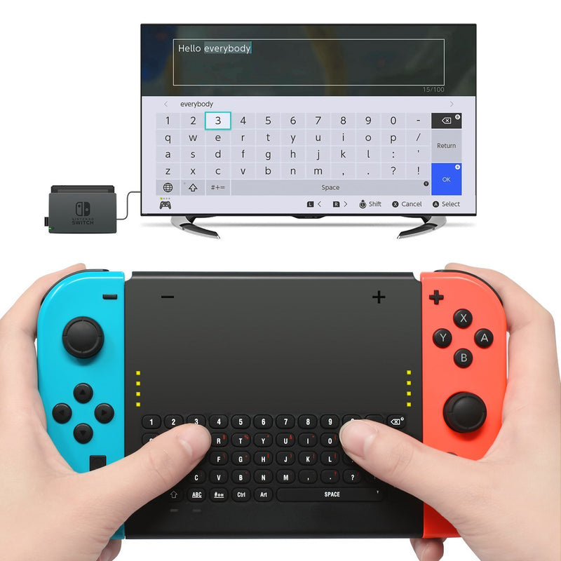 Wireless Keyboard Compatible for Nintendo Switch, Wireless Gamepad Chatpad Message Keyboard for Switch, 2.4G USB Rechargable Handheld Remote Control Keyboard for Switch with a 2.4G Receiver