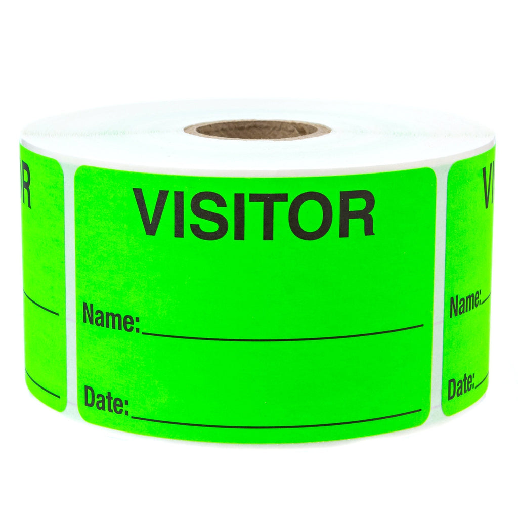 Green Visitor Pass/500 Fluorescent Green Visitor Identification Labels Stickers