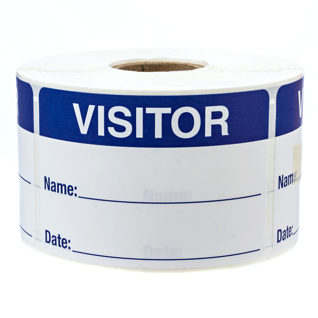 500 Visitor Pass/Blue and White Identification Stickers/Easy to Write On Labels