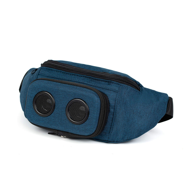 Fannypack with Speakers. Bluetooth Fanny Pack for Parties/Festivals/Raves/Beach/Boats. Rechargeable, Works with iPhone & Android. (Blue, 2021 Edition)