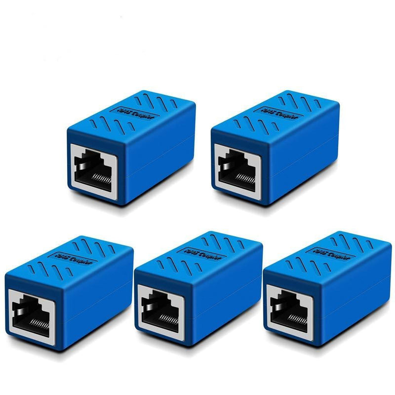 RJ45 Coupler, Cat6 RJ45 Coupler Ethernet Extension, Network Connectors for Cat7/Cat6/Cat5e/Cat5 Ethernet Cable - Network Cable Coupler Female to Female (Blue-5 Pack) RJ45 Ethernet Extension Coupler blue 5 pack