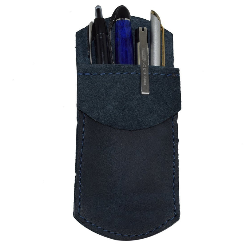 Hide & Drink, Durable Leather Pocket Protector, Pencil Pouch Pen Holder, Office & Work Essentials, Handmade Includes 101 Year Warranty :: Slate Blue