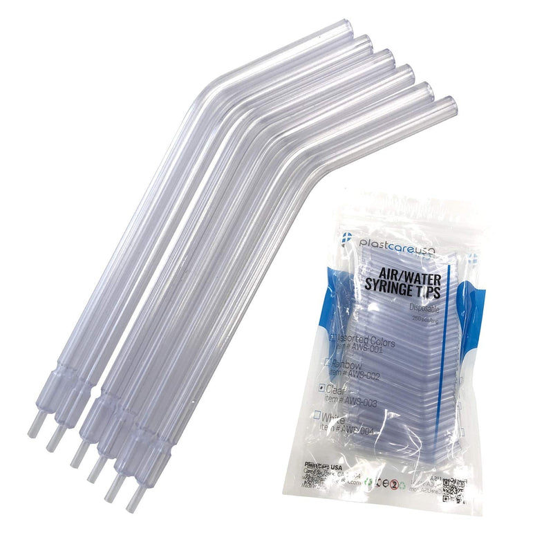 250 Air Water Oral Syringe Tips, Teeth Cleaning Tools, Dental Tools for Improved Teeth Health Care, Dental Pocket Irrigator, Disposable Water Spray Nozzles in Clear