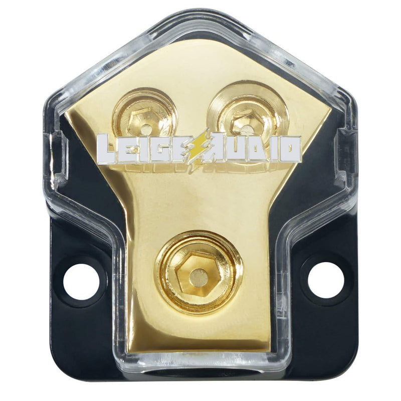 LEIGESAUDIO 0/2/4 Gauge in 4/8 Gauge Out 2 Way Amp Copper Power Distribution Block for Car Audio Splitter (1PACK) 1PACK
