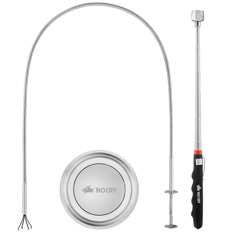 NoCry Pick-Up Tool Set - includes Flexible Claw Grabber, Magnetic Parts Tray and Telescoping Magnet Pick-up Tool Set B