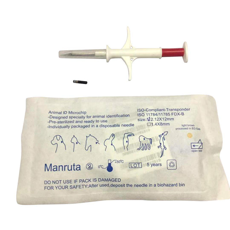 5 Pack Pet Microchip 134.2Khz Animal ID Chips with Syringe for Animal Identification ISO 11784/11785 and FDX-B Standard 2.12X12mm 2.12X12 mm 5 pack