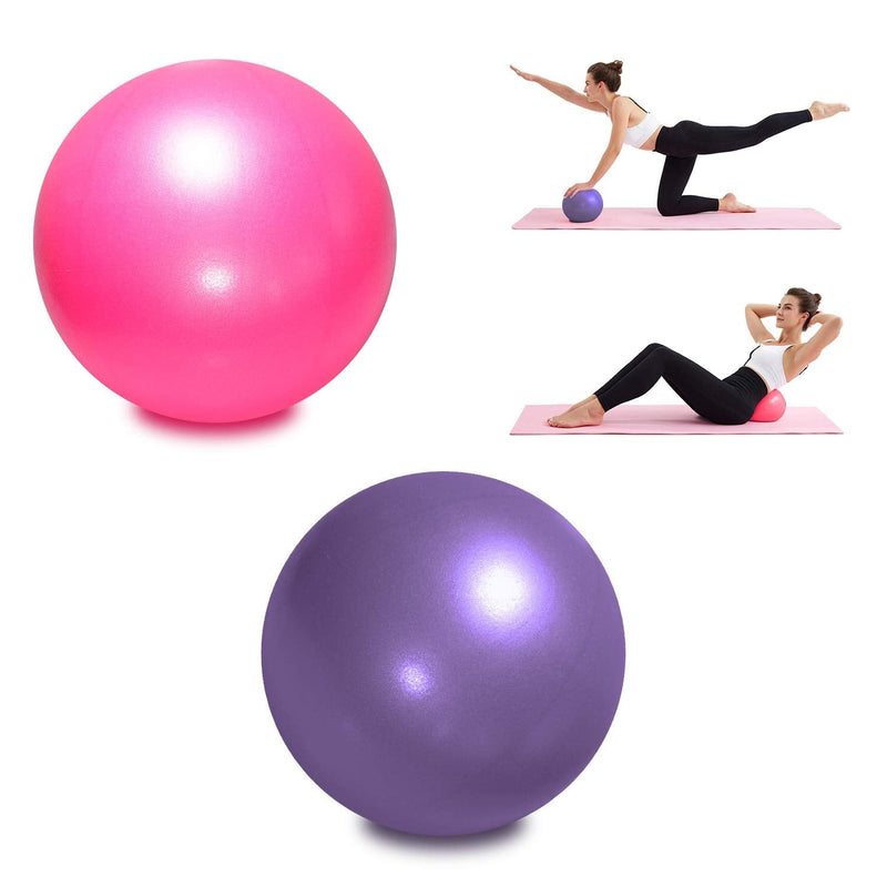 Topbine 9 Inch Exercise Pilates Ball -(2 Pcs) Stability Ball for Yoga, Barre, Training and Physical Therapy- Improves Balance, Core Strength, Back Pain & Posture- Comes with Inflatable Straw