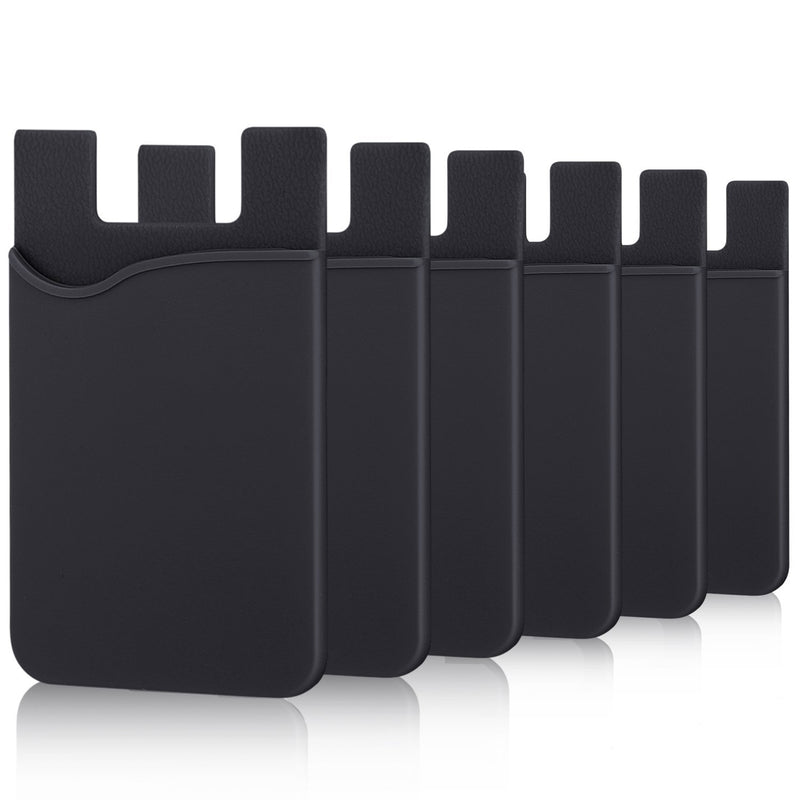 Stick on Wallet, Pofesun SiliconeÂ AdhesiveÂ Card Holder for Back of Phone Stick On Wallet Credit Card Pocket Fits for iPhone, Samsung Galaxy, HTC, More Android Smartphones - 6 Pack(Black)
