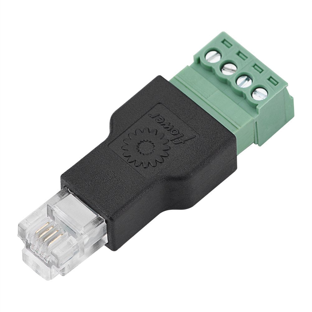 fosa Ethernet RJ11 6P4C to Screw Terminal 4 Pin Splitter Shield Terminal Plug CCTV Adapter Connector