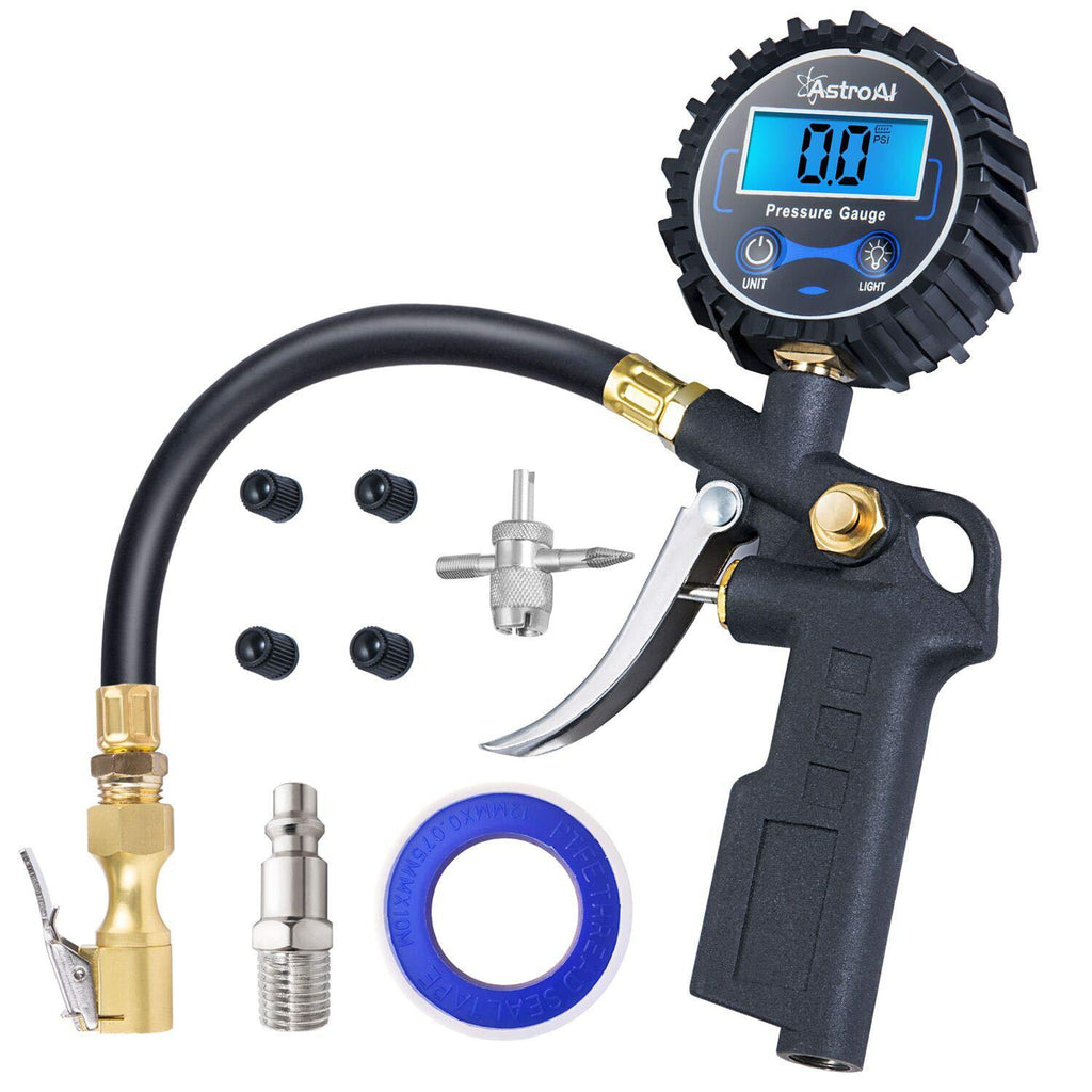 AstroAI Digital Tire Inflator with Pressure Gauge, 250 PSI Air Chuck and Compressor Accessories Heavy Duty with Rubber Hose and Quick Connect Coupler for 0.1 Display Resolution