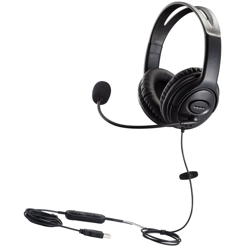 USB Headset with Microphone for Computer Laptop Noise Cancelling Headphone with Dragon Dictation Mic for PC Softphones Microsoft Teams Zoom Chat Online Teaching Webex Conference Calls Remote Office USB Headset with Large Ear Cushion