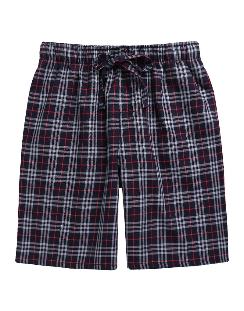 TINFL Cotton Short Lounge Pants for Men - 100% Woven Soft Plaid Check Lounger Sleeping Pajama Pants with Pockets Large C-sb002-darkgrey