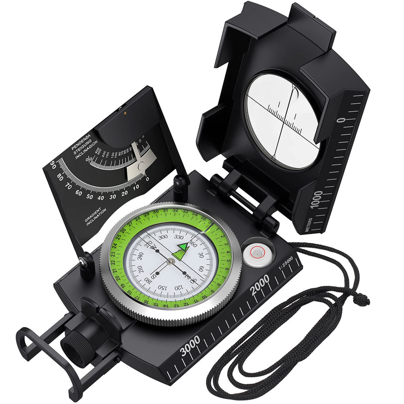 Proster IP65 Compass with Sighting Clinometer Professional Military Compass Metal Camping Compass Waterproof with Carry Bag for Camping Hunting Hiking Geology Activities Black Compass
