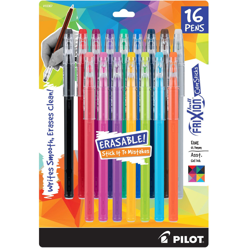 PILOT FriXion ColorSticks Erasable Gel Ink Stick Pens, Fine Point, Assorted Color Inks, 16-Pack (10367) Pack of 16 Assorted Colors