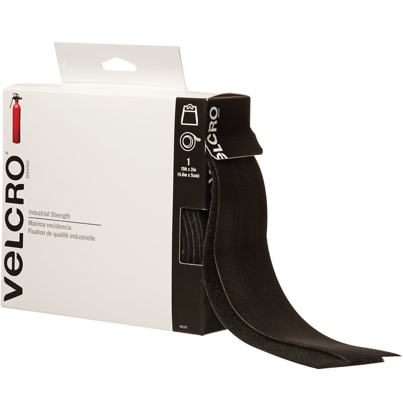 Velcro Tape (90197-4) Hook and Loop Combo Packs, 2" x 15', Black (1 Per Case) for Home & Office