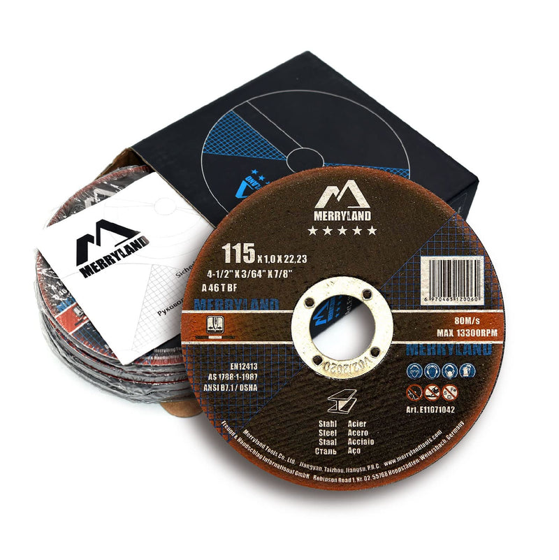Merryland Cut Off Wheel 4 1/2 inch for Angle Grinder, Metal Cutting Wheel 4.5 X .045 X 7/8 Ultra Thin 25 Pack, Iron Steel Cutting Disc, Expert-Line E11071042 4-1/2 X 0.045 for Steel Metal Iron