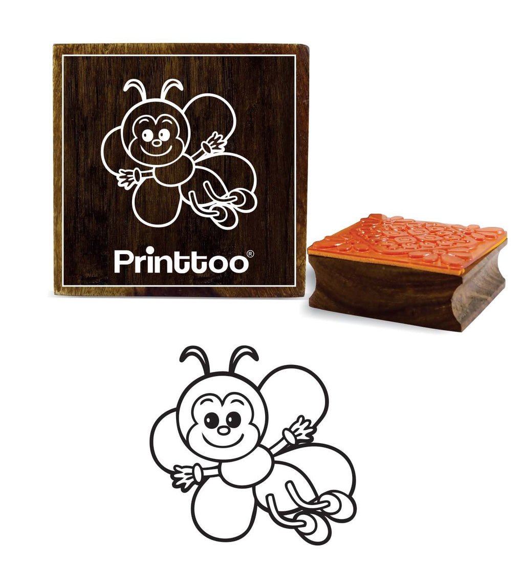 Printtoo Honey Bee Pattern Square Stamp Wooden Rubber Stamps Craft Textile-2 x 2 Inches 2 x 2" Inches