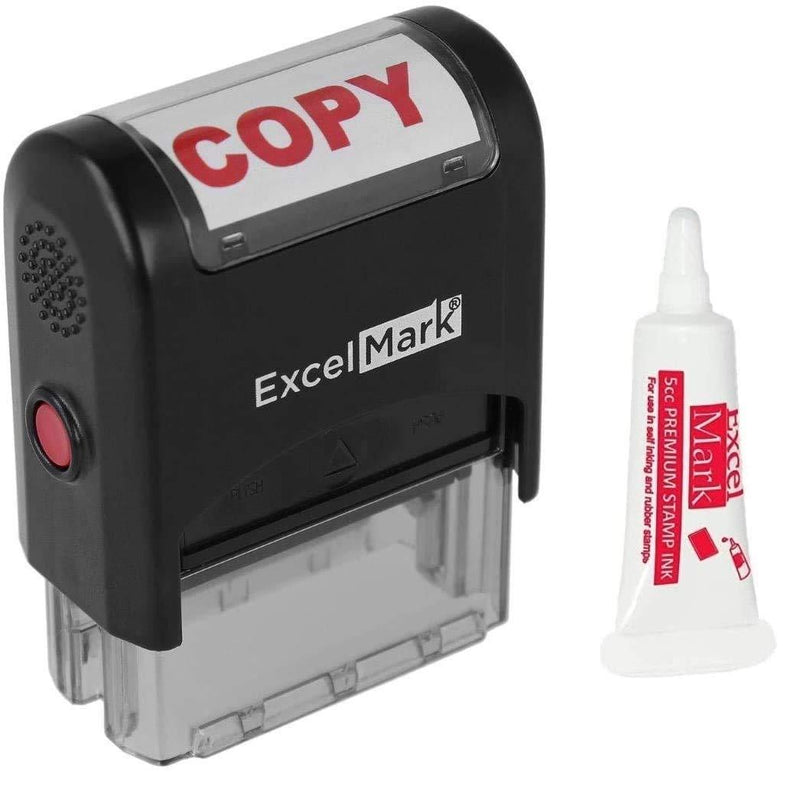 ExcelMark Copy Self Inking Rubber Stamp - Red Ink with 5cc Refill Ink (Stamp Plus 5cc Refill Ink)