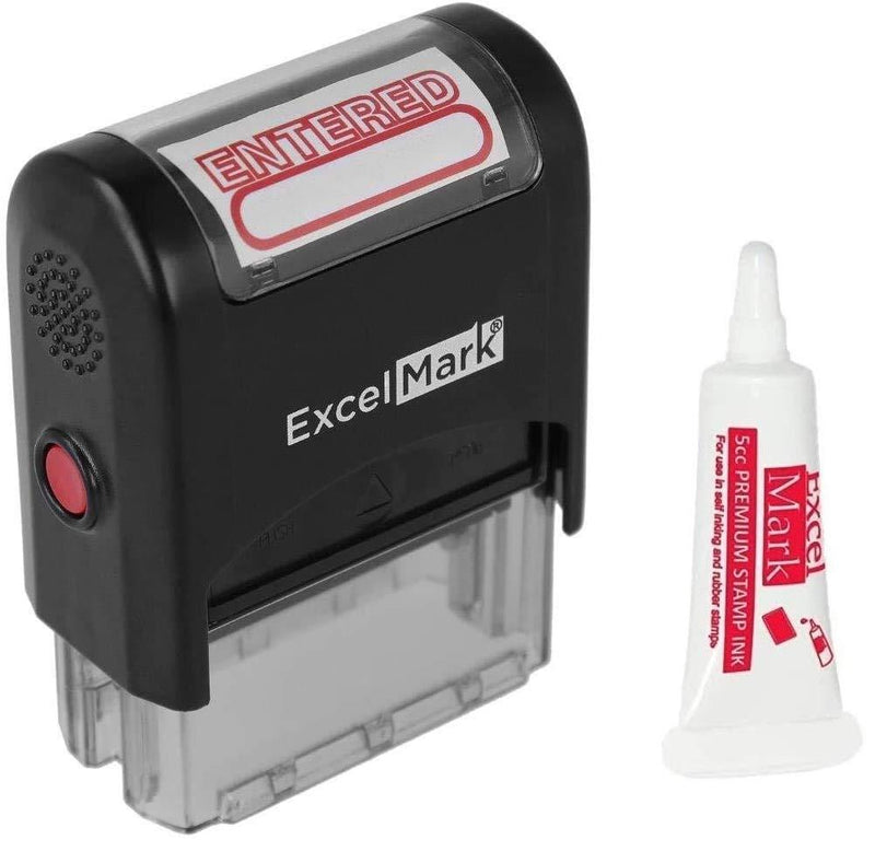 Entered Self Inking Rubber Stamp - Red Ink (42A1539WEB-R) (Stamp Plus 5cc Refill Ink)