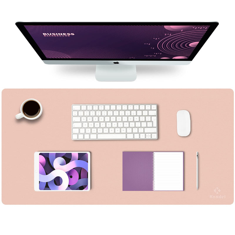 Knodel Desk Mat, Office Desk Pad, Waterproof Desk Mat for Desktop, Leather Desk Pad for Keyboard and Mouse, Desk Pad Protector for Office and Home (31.5" x 15.7", Pink) 31.5" x 15.7"