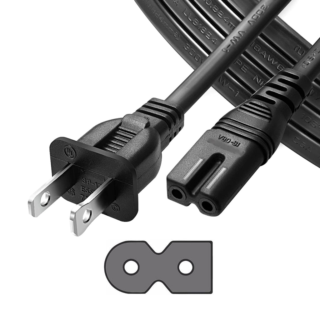 Chanzon UL Listed 10Ft 2Slot Polarized 7A AC Power Cord Compatible with Vizio E-M-Series HDTV,Sharp,Smart LED TV,Sony PS1 PS2 (2 Prong NEMA-1-15P to IEC320-C7 Plug) Universal Replacement Wall Cable