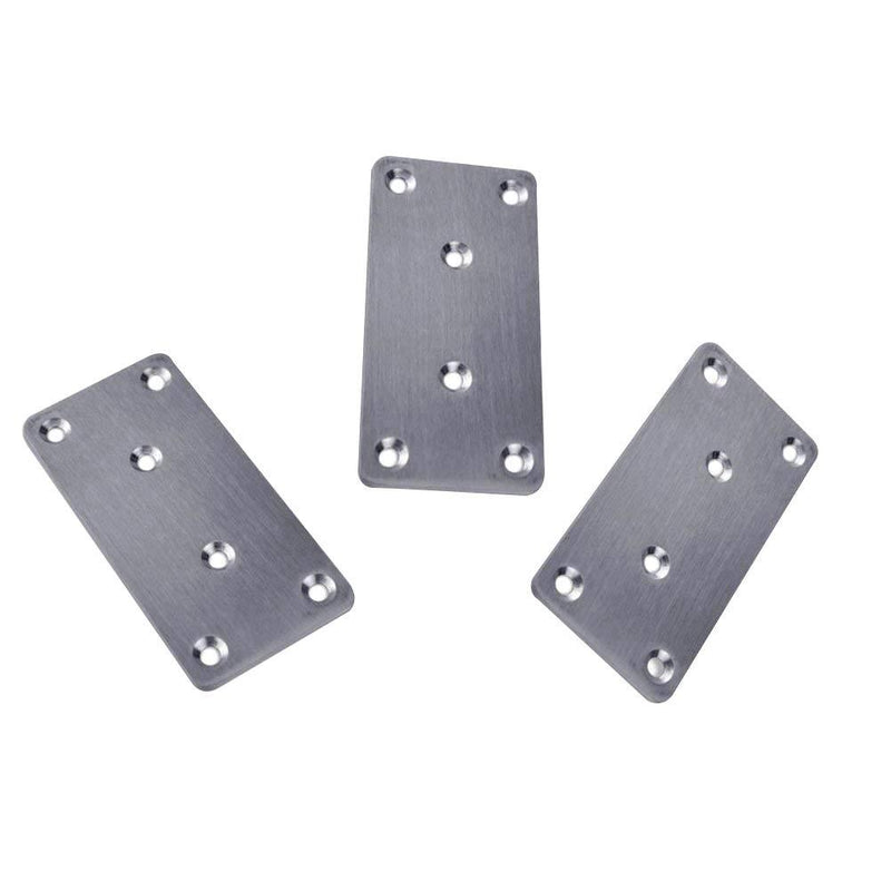 Hyever Stainless Steel Repair Plate 97mmx48mm Flat Brace Bracket Mending Plate For Furniture Corner Repair Fixing 3 Pieces 3.8" × 1.9" × 0.08"