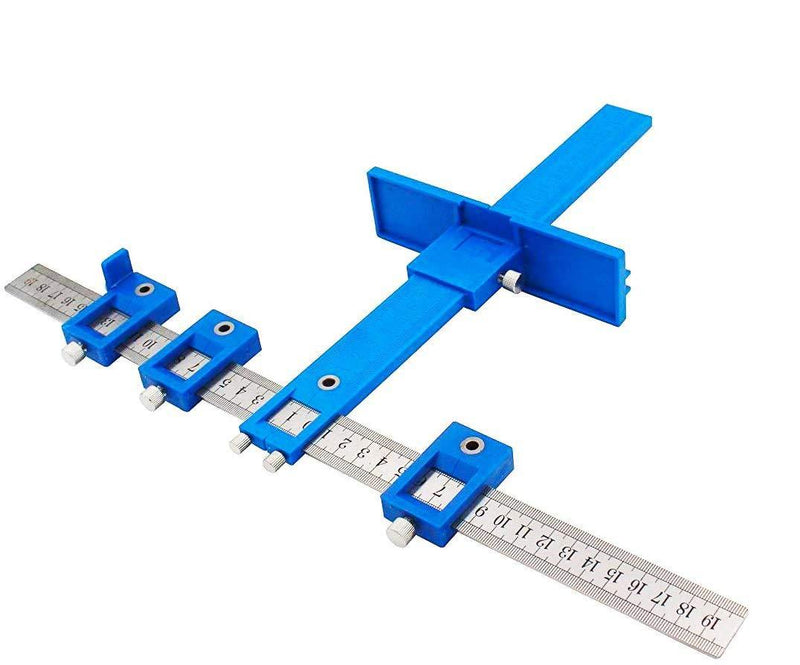 Power Tools Punch Locator, Drill Guide Sleeve Cabinet Hardware Jig/Template Wood Drilling Dowelling for Installation of Handles, Knobs on Doors and Drawer Pull-Blue Plastic Polycarbonate Plastic with Steel
