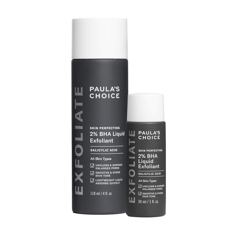 Paula's Choice Skin Perfecting 2% BHA Liquid Salicylic Acid Exfoliant Duo, Gentle Exfoliator for Blackheads, Large Pores, Wrinkles & Fine Lines, Includes 1 Full Size Bottle & 1 Travel Size Bottle Combo 1