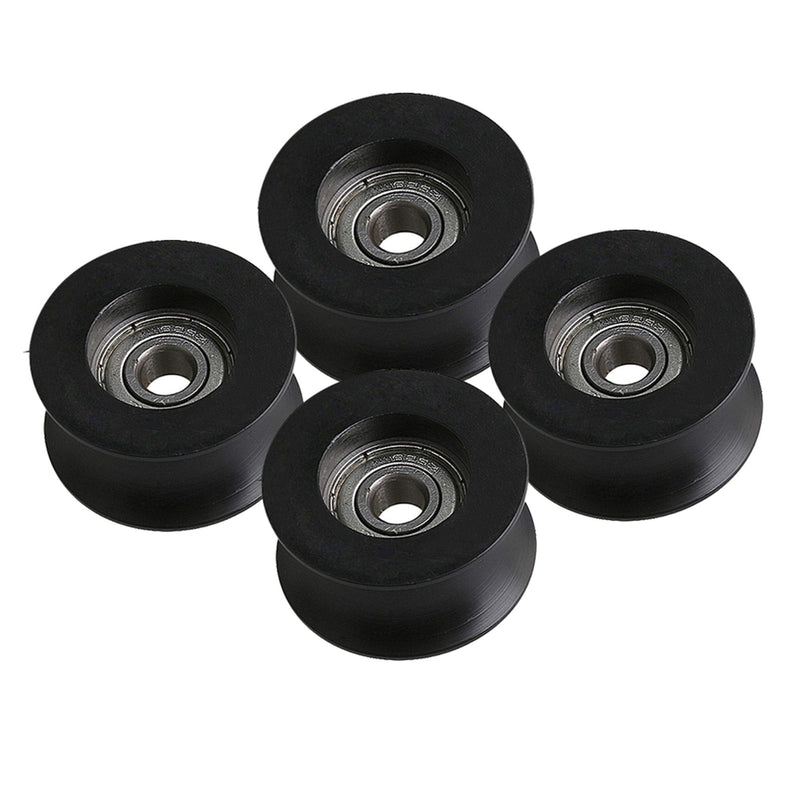 CNBTR 11mm Width 3mm Depth U-Groove Black Plastic Guide Pulley Wheel with Steel Bearing for Max-Load 77kg Pack of 4 5*25*13mm