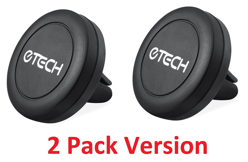 Magnetic Mount, eTECH [2 Pack] Universal Air Vent Magnetic Car Mount Phone Holder, for Cell Phones Like Apple iPhone/iPod/Samsung Galaxy Note, with Fast Swift-Snap Technology, with 4 Metal Plates 2Pack