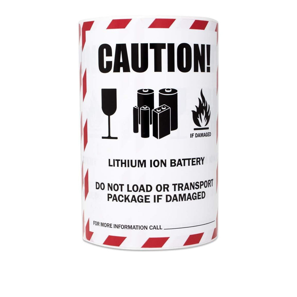 300 Labels - Caution Lithium Ion Battery Stickers for Transport Package Battery Warning (4 x 4.75 Inch - 1 Roll)