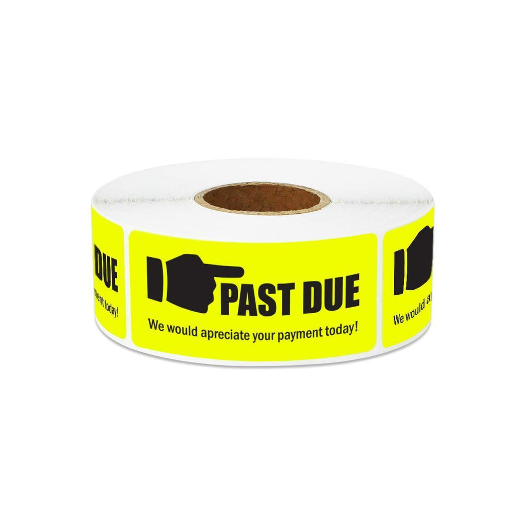 300 Labels - Past Due Stickers for Billing, Collections, Final Notices & Accounting (2.25 x 1 inch, Yellow, 1 Roll) Past Due (2.25 X 1)