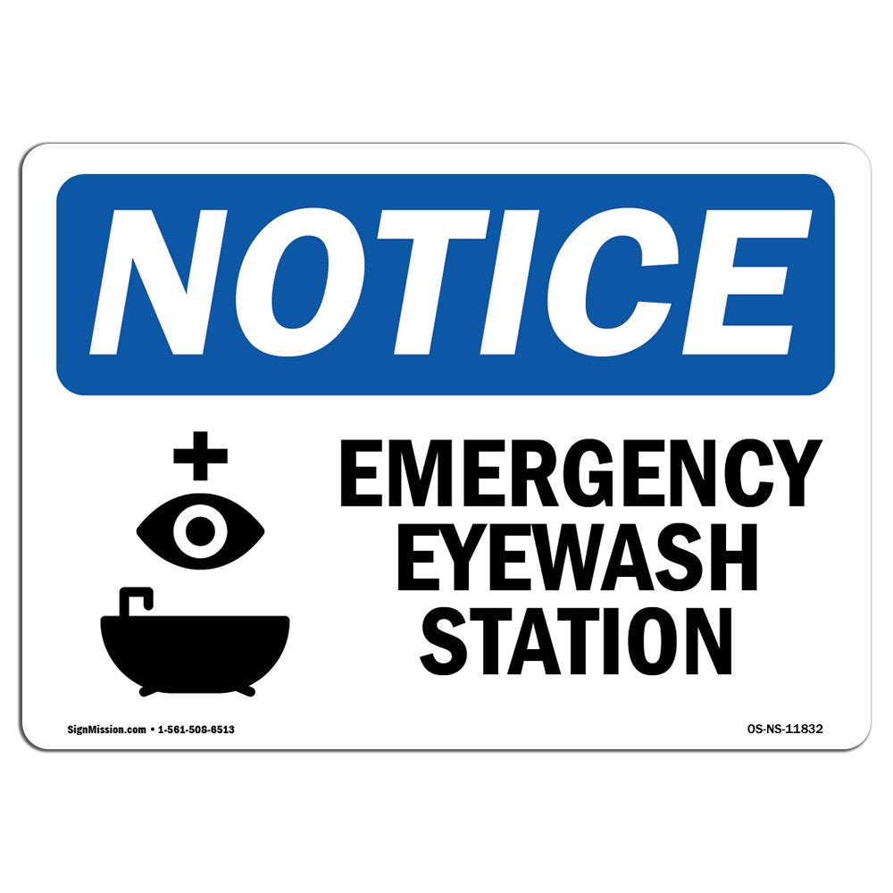 OSHA Notice Sign - Emergency Eyewash Station | Rigid Plastic Sign | Protect Your Business, Construction Site, Warehouse & Shop Area |  Made in The USA