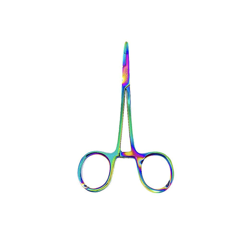 Hemostats Clamp with Scissors 5.5" German Stainless Steel with Multi Color Rainbow Titanium Coating by Artzone 5.5 in.