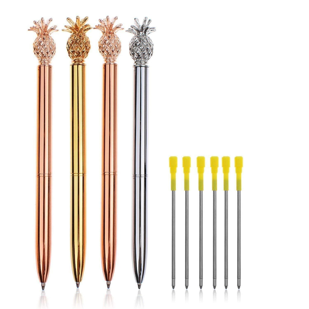 Pineapple Pens Ballpoint Pens + 6Pcs 3.2'' Ballpoint Pen Refills Black Ink (4Pcs Pineapple pens) 3Pcs Pineapple pens