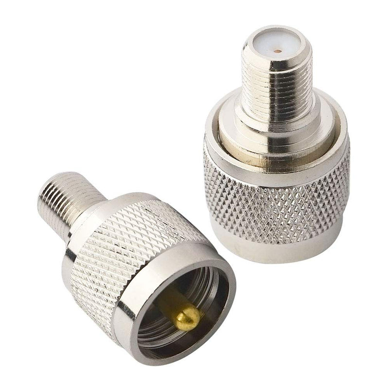 BOOBRIE PL259Â Adapter UHF to F Type Antenna Adapter FÂ FemaleÂ toÂ UHFÂ MaleÂ Coaxial Connector RF Coax Adapter for TV Antenna Wireless LAN Devices Wi-Fi Radios External Antenna Pack of 2