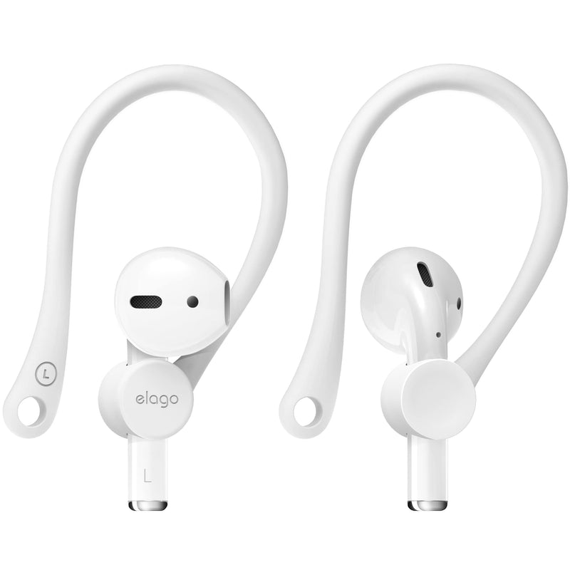 elago Ear Hooks Designed for AirPods Pro, AirPods 3 and AirPods 1, 2, Anti-Slip Earbud Accessories, Comfortable Fit, Ergonomic Design, Durable TPU Construction, Perfect for Exercising [White] White