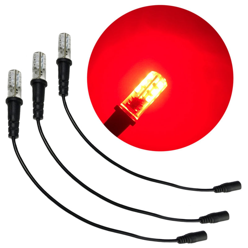 3 pack red special effects led 12 volts dc with foam wood mounting cable socket dc barrel connector for themed environments props theatrical scenery fire flame