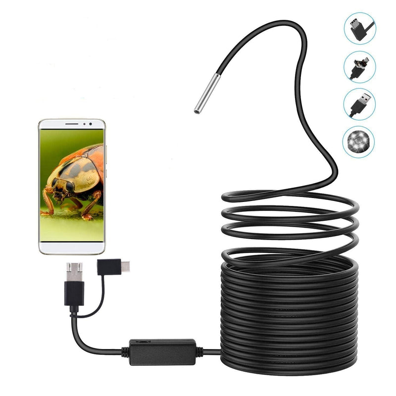 Akozon USB Snake Inspection Camera 3 in 1 Endoscope Inspection Camera 20M 720P Waterproof Borescope Inspection Camera with 8 Adjustable LED for Pipe Car Inspection