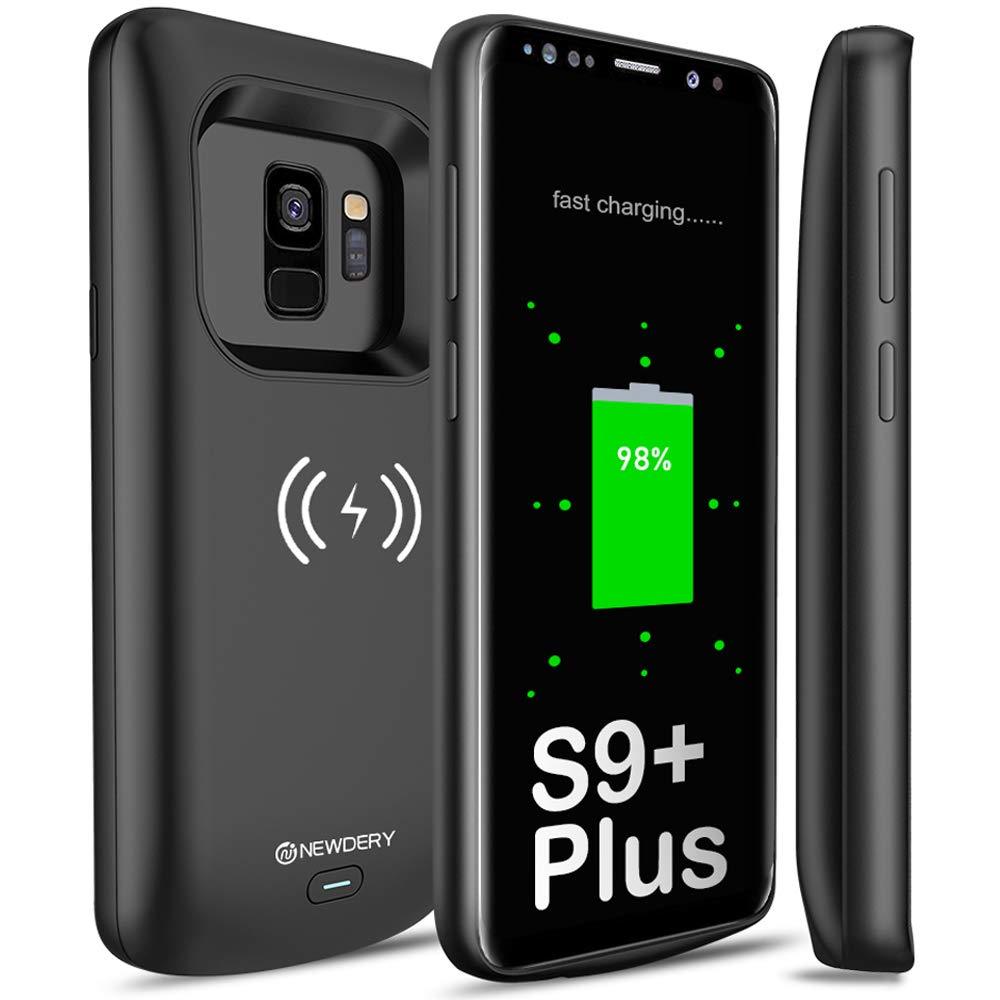 Newdery Upgraded Samsung Galaxy S9 Plus Battery Case Qi Wireless Charging Compatible, 5200mAh Slim Rechargeable Extended Charger Case Compatible Samsung Galaxy S9+ Plus (6.2 Inches Black)