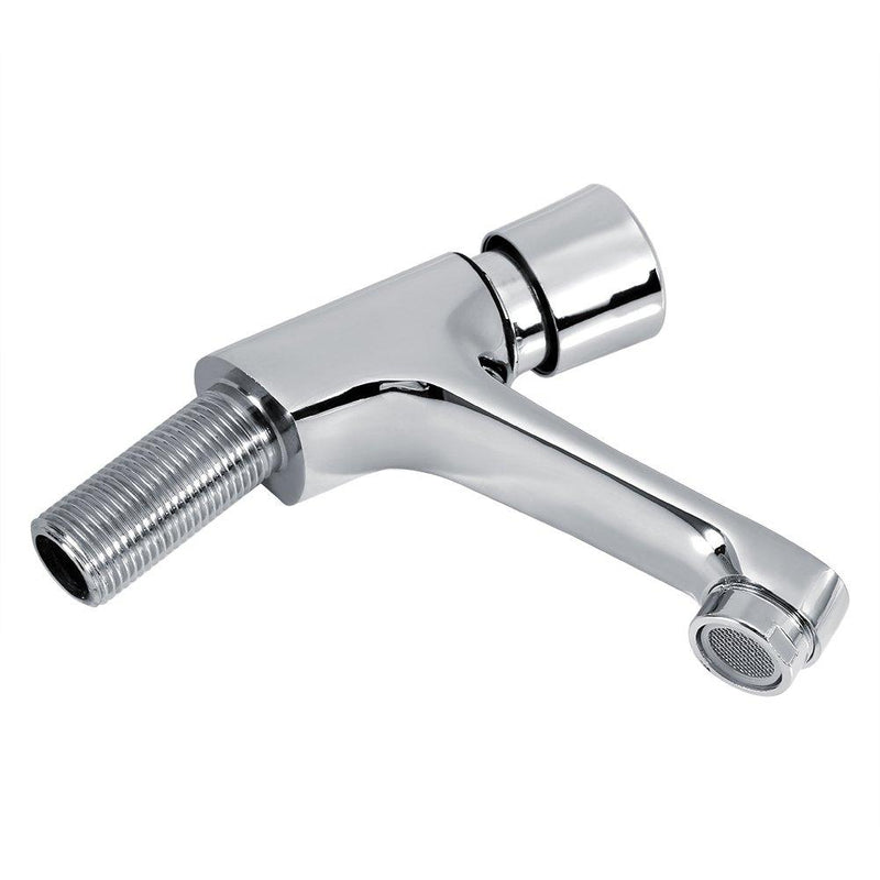 Basin Faucet Public Kitchen Bathroom Chrome Sink Tap Plated Self Closing Water Saving Time Delay